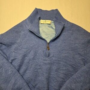 Fairway & Greene Mens Blue 100% Wool 1/4 Zip Golf Pullover Sweater XXL